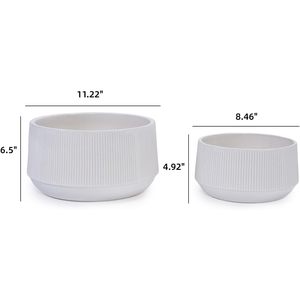 Maceta Moderna Grande de Cerámica Blanca Brillante, Juego de 2 Macetas Esmaltadas de 11.3x11.3x6.5 Pulgadas para Patio, Ventanas y Hogar - Product Image 1