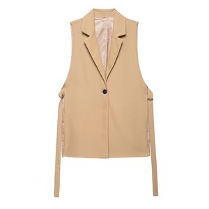 SHENZHU Femme Nouvelle Collection Été 2025 <span class=keywords><strong>Gilet</strong></span> Chic <span class=keywords><strong>Sans</strong></span> Manches Style Vintage avec Fente, Veste <span class=keywords><strong>sans</strong></span> Manches Tendance - Product Image 2