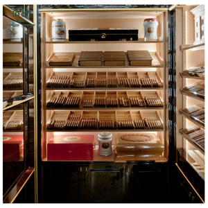 Vitrina de Madera de Cedro Español de Alta Gama para Exhibición de Cigarros, Humidor para <span class=keywords><strong>Tienda</strong></span> de <span class=keywords><strong>Vinos</strong></span>, Sala de Cigarros, Mueble para Sala de Fumadores - Product Image 1