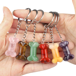 Amethyst Dog Bone Gemstone Crystal Keychain Eco-Friendly Natural Healing Energy Rhinestone Lucky Home Decoration Gift