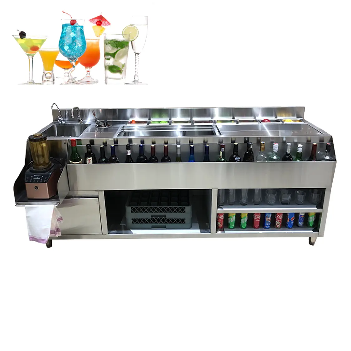 Nieuwste Product Op Maat Gemaakte Toonbank Set Ontwerp Voor Restaurant Party Outdoor Cocktail Bar Tafelstation