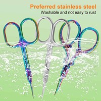 Ciseaux à cuticules professionnels en acier inoxydable courbés ZHI JIA, couleur argent arc-en-ciel, lavables, pour manucure