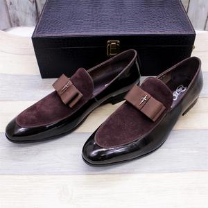 Zapatos de vestir Oxford hechos a mano de lujo para hombre, zapatos de charol genuino + gamuza, zapatos de boda con lazo de retazos, zapatos de boda para hombre, venta al por mayor - Product Image 3