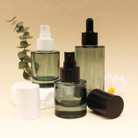 Flacon compte-gouttes en verre transparent à épaule plate rond, 30ml, 50ml, 100ml, pour huile capillaire et sérum cosmétique, avec logo personnalisé