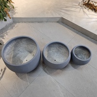 Ensemble de 3 pots à fleurs en béton modernes gris pour l'extérieur, jardinières pour jardin, design minimaliste
