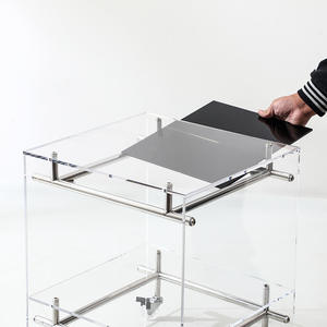 Acrylic Storage Cart With <b>Wheels</b> Multi Tier Shelf Transparent Side Table For Living Room Bedroom Modern Design - Product Image 3