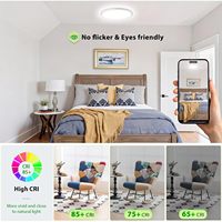 Plafonnier LED encastré Hunhun 12 pouces, 3200LM, 5 températures de couleur réglables, ultra-plat 0,87 pouce, design moderne pour salon