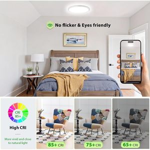 Lámpara de Techo LED Hunhun de 12 Pulgadas, 3200LM, 5CCT Ajustable, Súper Delgada de 0.87 Pulgadas, Diseño Moderno para Sala de Estar - Product Image 2