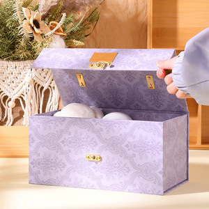 Ánh Sáng Cổ Điển Sang Trọng Hộp Quà Tặng Đám Cưới Phù Dâu Quà Tặng Bao Bì Hộp Màu Tím Kim Loại Túi Xách Hộp Với Xử Lý - Product Image 6