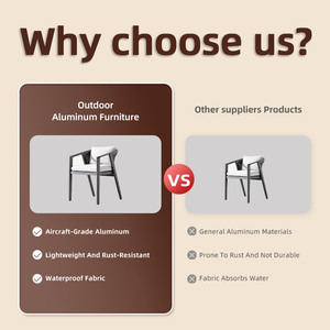 Chaise <span class=keywords><strong>de</strong></span> salle à manger d'extérieur moderne en <span class=keywords><strong>aluminium</strong></span> avec coussin imperméable à séchage rapide pour villas, restaurants, terrasses sur le toit et salons extérieurs - Product Image 3