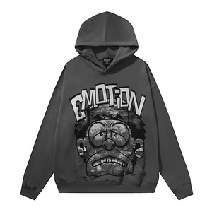 Sweat à capuche 100% coton épais de qualité supérieure avec émotion mixte Monster Looped avec impression Monster pour hommes et femmes - Product Image 2
