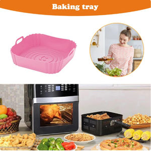 مقلاة هوائية من السيليكون مع ابتسامة للوجه ، بطانة وعاء مقلاة سيليكون ، بطانات سلة ، وعاء قابل لإعادة الاستخدام ، فرن - Product Image 5