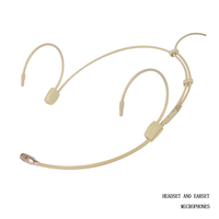 Microphone de tête beige de haute qualité, mini casque professionnel de 4 mm avec crochet d'oreille pour le chant et la parole