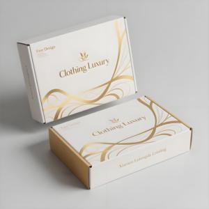 Cá Nhân Tùy Chỉnh Sang Trọng Trang Phục Các Tông Màu Trắng Giấy Sóng Biểu Tượng Dập Nổi Gửi Thư Vận Chuyển Hộp Bao Bì Cho Quần Áo - Product Image 2