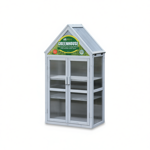 DB <b>Mini</b> <b>Greenhouse</b> Kit Gray PE Material Pressure Treated <b>Wood</b> Outdoor Indoor Plant Stand Garden Use - Product Image 1