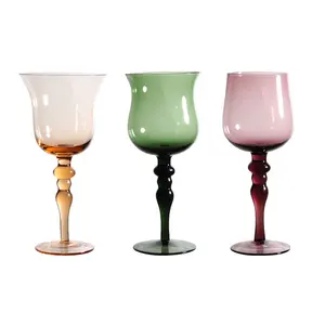 Creative New Embossed Drinking Glasses Cocktail Box Vintage 100ML Party Glass Dinnerware Pink Wine Goblets