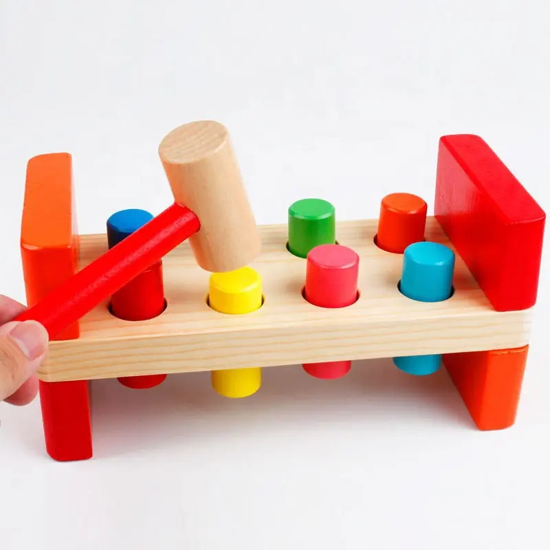 <span class=keywords><strong>מוצר</strong></span>ים חדשים מתנות הטובות ביותר עבור 3 שנים ילד בית לשחק צעצוע מעץ דפיקות ספסל דפיקות פטיש פעוט צעצוע
