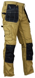 Pantalon de travail cargo industriel pour <span class=keywords><strong>homme</strong></span> en toile droite avec genouillères et poches Gris kaki Pantalon de randonnée robuste - Product Image 2