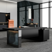 Ensemble de bureau de direction moderne en forme de L avec panneaux en bois, design modulaire, bureau de direction haut de gamme