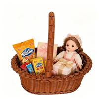 Panier en rotin PP tressé à la main de forme ovale avec poignée – Rangement durable pour jouets pour filles et garçons – Offre spéciale