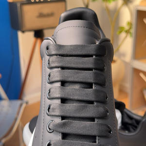 <b>Men</b>’s Black Low Top Casual Sneakers <b>with</b> Thick White <b>Sole</b>, PU <b>Leather</b> Lace-Up Fashion Street <b>Shoes</b> - Product Image 5