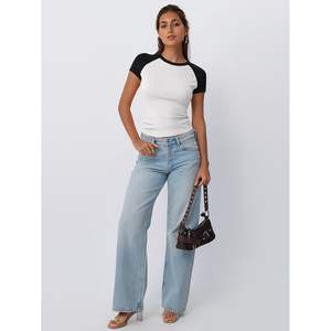 เสื้อครอปสตรีทรงเข้ารูปน่ารักแนว2025ทันสมัยเสื้อครอปแขนสั้นมีโครงเสื้อครอปแขนสั้นเสื้อแร็กแลนสำหรับฤดูร้อน - Product Image 4