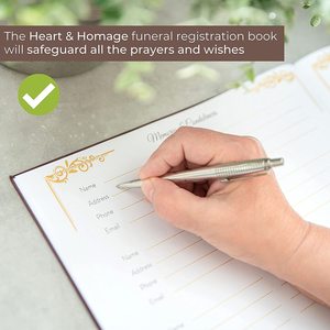 Tùy Chỉnh Funeral Guest <span class=keywords><strong>Book</strong></span> <span class=keywords><strong>Leather</strong></span> Hard Cover Memorial Máy Tính Xách Tay Của Khách Với Túi Hình Ảnh Để Chia Buồn - Product Image 4