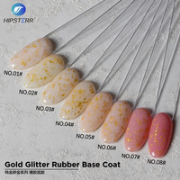 Fournitures professionnelles pour salons : Base coat en caoutchouc à paillettes dorées, couleurs de vernis à ongles gel UV LED, Base coat en caoutchouc à paillettes dorées OEM