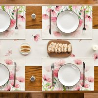 Lot de 4 sets de table printaniers à motifs floraux, 12x18 pouces, napperons saisonniers d'été pour la décoration de fêtes, de cuisines et de salles à manger