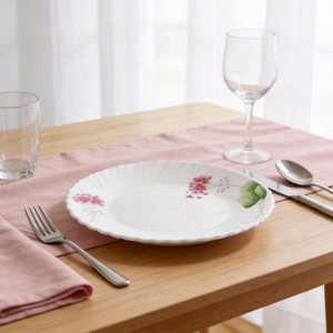 Ensemble <span class=keywords><strong>de</strong></span> 6 assiettes à <span class=keywords><strong>d</strong></span>îner en verre CorningWare Opal Stone vintage blanc, écologiques, 9 pouces - Design floral HARVIT - Product Image 3