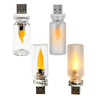 Lampe LED USB à Effet Flamme Plug and Play, Mini Veilleuse Rétro en Verre, Lumière d'Ambiance Portable, Idéale pour l'Automobile