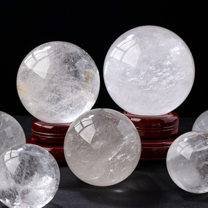 Wholesale Natural White Snow Phantom Quartz Clear Quartz RainbowSphere Polished Healing Stone Meditation Accessory for Wicca - Product Image 1
