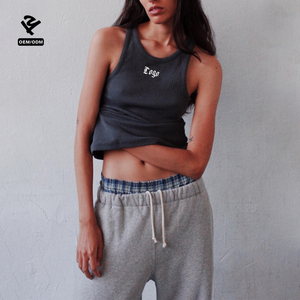 F5109 Conjunto de ropa de salón de 2 piezas para mujer 2025 Primavera Casual Ribe Tank Top Fleece Pantalones de pierna ancha Conjuntos a juego Y2k Ropa de diseñador - Product Image 1