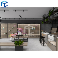 Meubles de présentation pour fleuriste, étagères, décoration, design d'intérieur personnalisé pour fleuriste, style moderne.