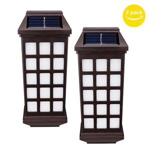 <b>Solar</b> Wall Lamp Outdoor LED Square Polycarbonate Diffuser Waterproof Garden Patio <b>Deck</b> Stair <b>Lighting</b> 2 Pack - Product Image 1