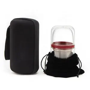 Diguo 250ml Portable Red Color Heat Resistant Glass Double Layer Tea Coffee Brew Cup With Stainless Steel Mesh