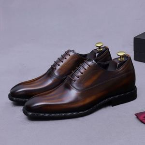 Chaussures en cuir décontractées pour hommes, rehaussantes de 6 cm, à bout pointu, style rétro Oxford, imperméables et respirantes, grandes tailles, collection automne - Product Image 5