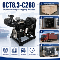 Moteur diesel robuste SCDC Cums 6CTA8.3-C260 8.3L 260HP pour excavatrice, rouleau compresseur, chargeuse et équipement industriel