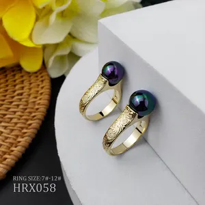 Hawaii fashion pearl ring gold plated pearl tribal finger ring custom ring