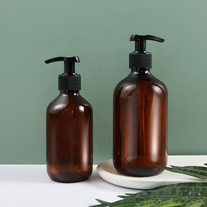 Luxury Empty Amber Dark Green 300ml 500ml PET Plastic <b>Shampoo</b> Shower Gel Lotion <b>Pump</b> <b>Bottles</b> - Product Image 3