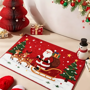 Tappetino da Bagno Natalizio con Babbo <span class=keywords><strong>Natale</strong></span>, Antiscivolo e Assorbente, Morbido Tappeto Invernale per Bagno e Decorazione Casa - Product Image 5