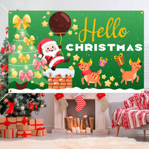 Bannière pliable en papier style rétro Père Noël avec impression numérique pour fêtes de Noël et anniversaires – Fournitures de fête joyeuses - Product Image 4