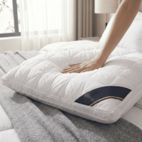 Oreiller de lit d'hôtel de luxe cinq étoiles, oreiller Hilton, rembourrage en fibre de polyester 1000g, lavable, soutien ergonomique du cou, sommeil