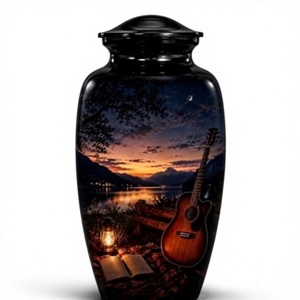Urna Funeraria Artística Personalizada con Diseño de Paisaje al Atardecer para Guardar Cenizas de Adultos, Urna Grande de Aluminio para Cenizas de Hombres - Product Image 5