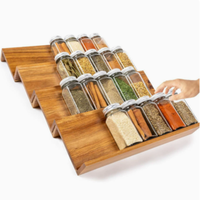 Organisateur de tiroir à épices en bois d'acacia sur mesure, 4 niveaux, extensible, plateau à épices en bois, support de rangement pour assaisonnements de cuisine