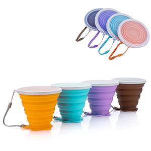 Vente en gros de tasses à café pliables en silicone réutilisables sans BPA, portables, pour le sport et les voyages, gobelets pliables, bouteilles d'eau pliables, tasses à thé - Product Image 1