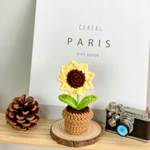 Fleurs et plantes artificielles en coton et laine, finies au crochet, avec pot éternel, artisanat textile et en tissu - Product Image 6