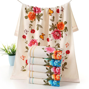 Hai Màu Hai Lớp Hoa Mẫu Đơn Khăn Tắm Nguồn Nhà Máy Bán Buôn Hoa Vải Mềm In Ấn Lớn Khăn Tắm - Product Image 4