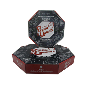 Scatola Ottagonale Personalizzata per <span class=keywords><strong>Pizza</strong></span>/Sushi in Cartone Ondulato Nero con Logo Personalizzato e Goffratura - Product Image 2