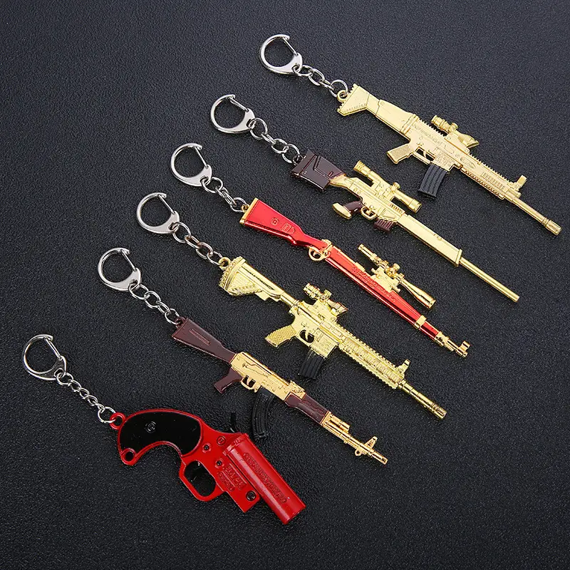 דגם משחק מחזיק מפתחות אקדח מתכת 98K AWM אקדח מחזיק מפתחות נשק מחזיק מפתחות משחק לאכול עוף